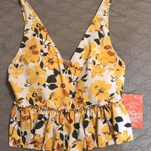 Kortni Jeane Yellow Floral V-Neck Top